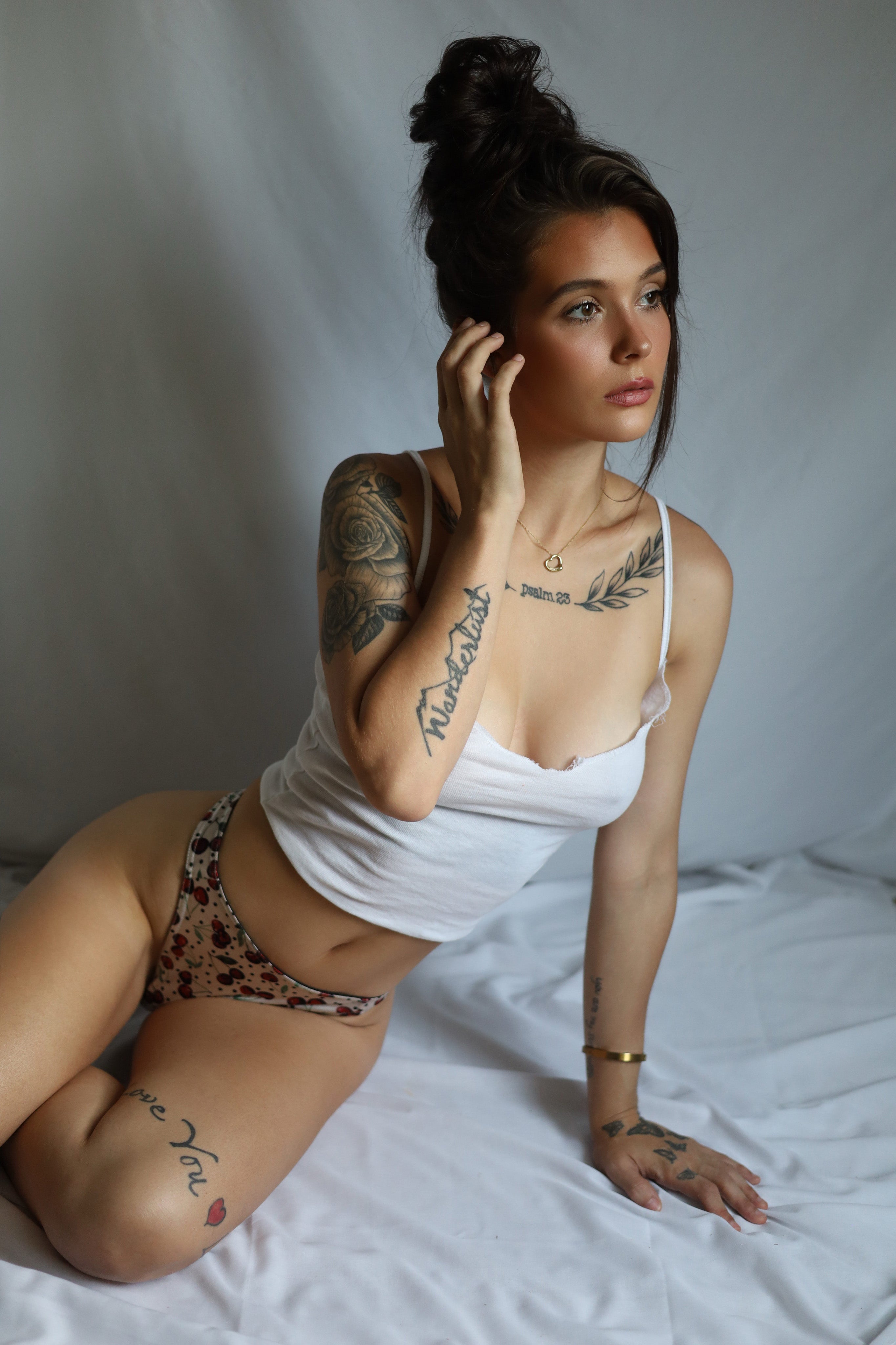 Cherry! Fancy Satin Thong Panties Cherry print