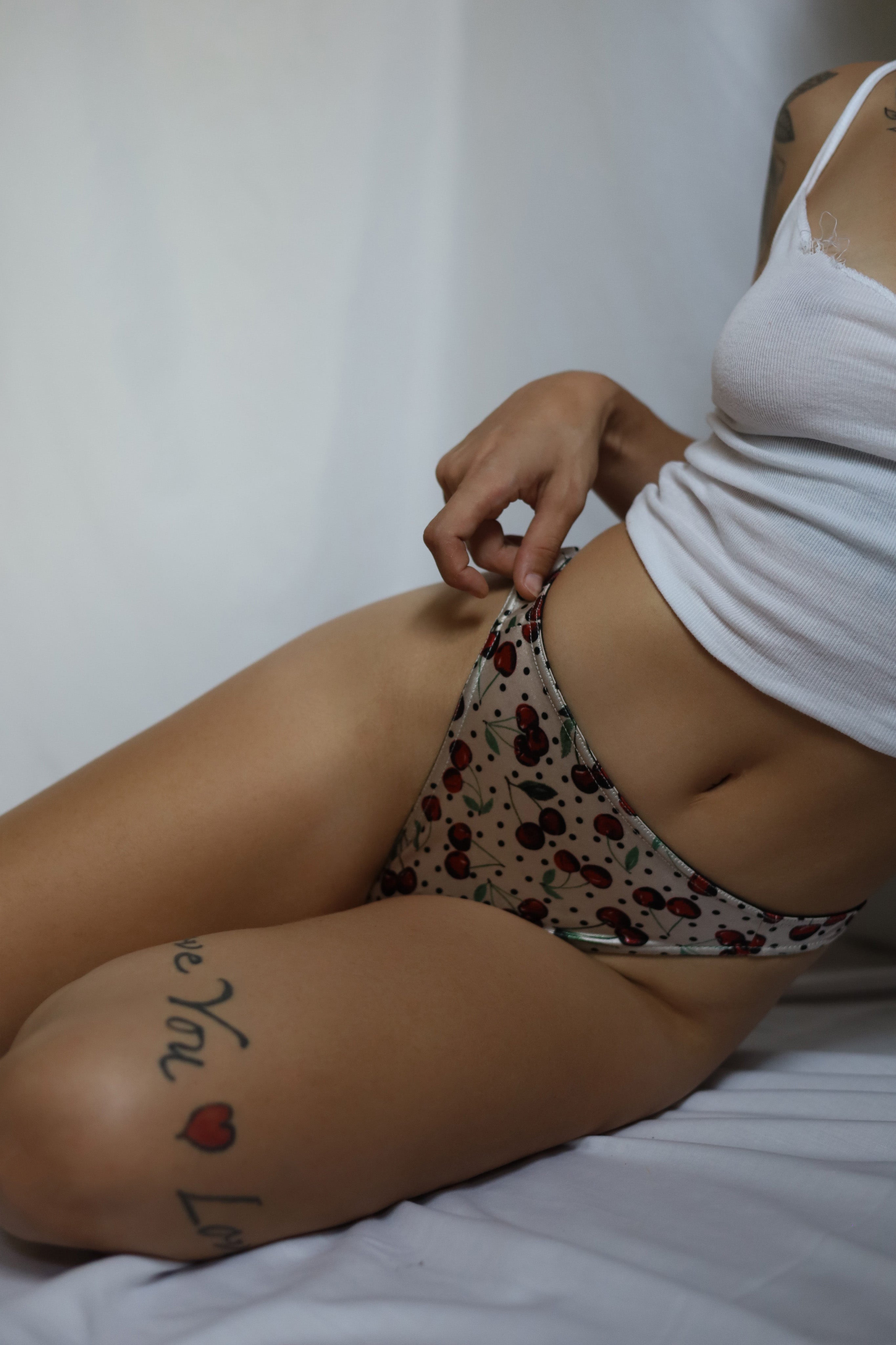 Cherry! Fancy Satin Thong Panties Cherry print