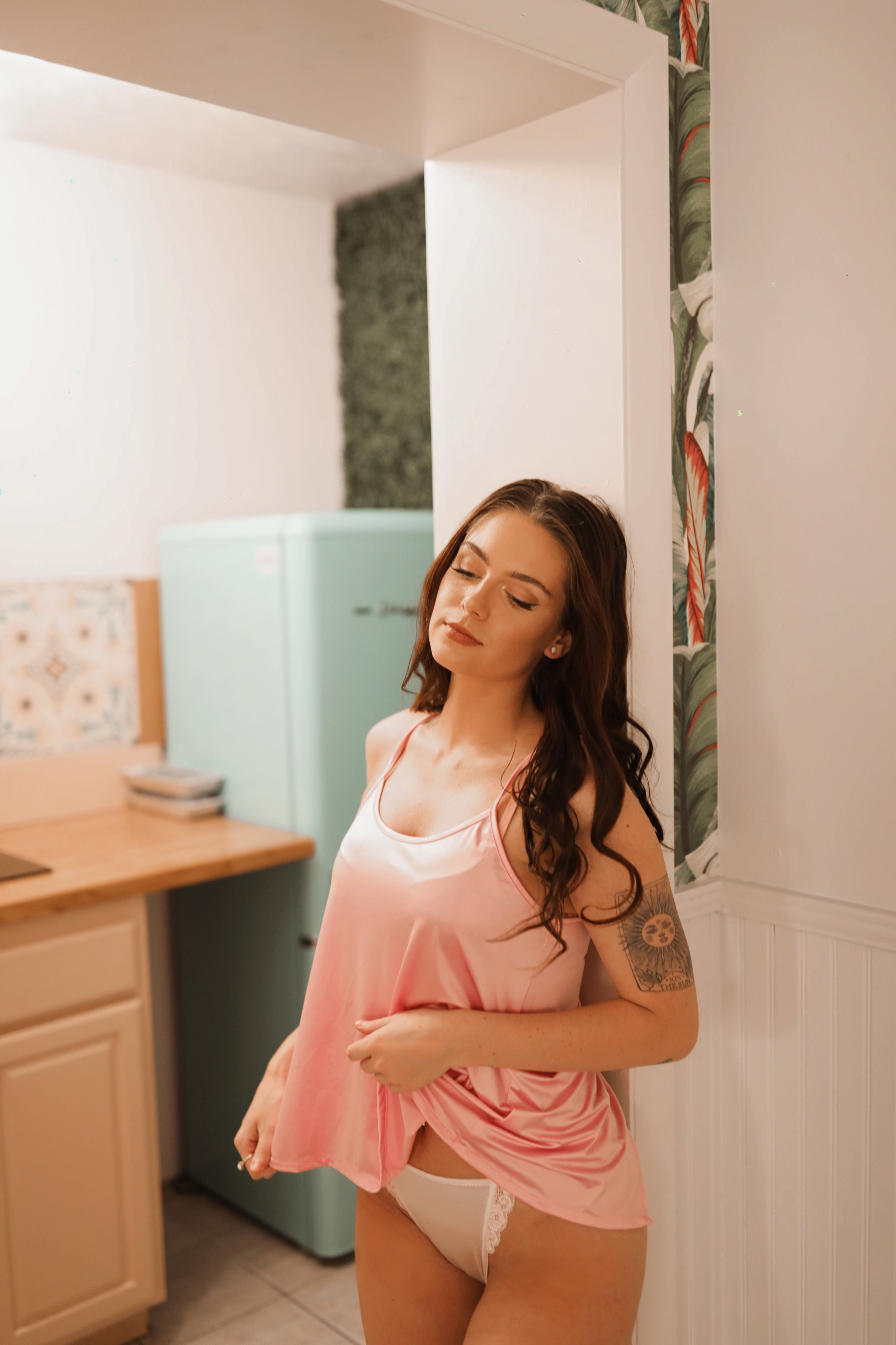 Ballerina Bikini Panties, White with Soft Pink Lace