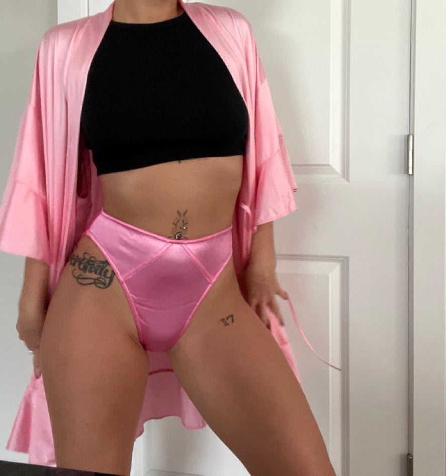 Hipster Panty, Fancy Satin BubbleGum Pink