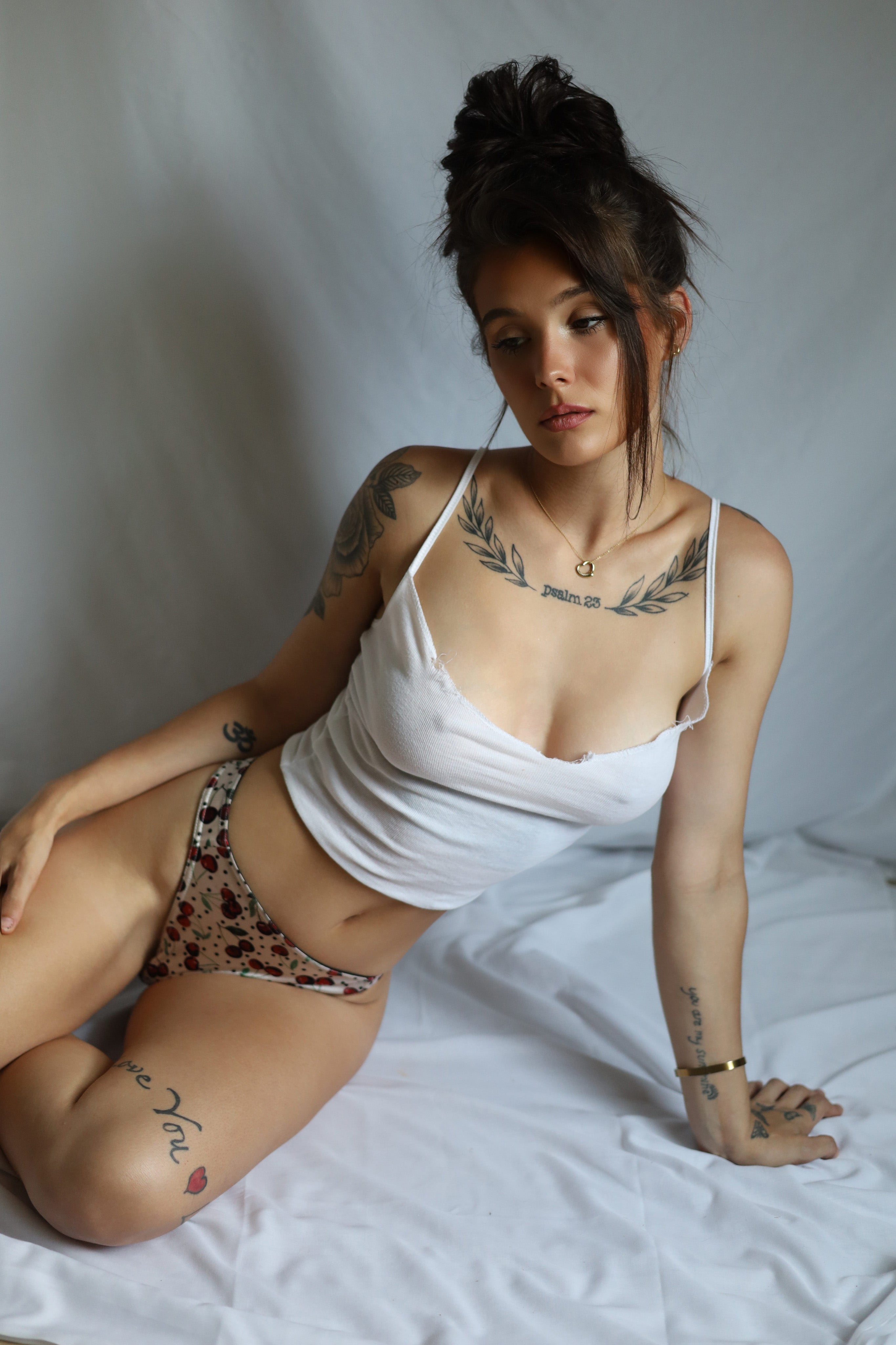 Cherry! Fancy Satin Thong Panties Cherry print