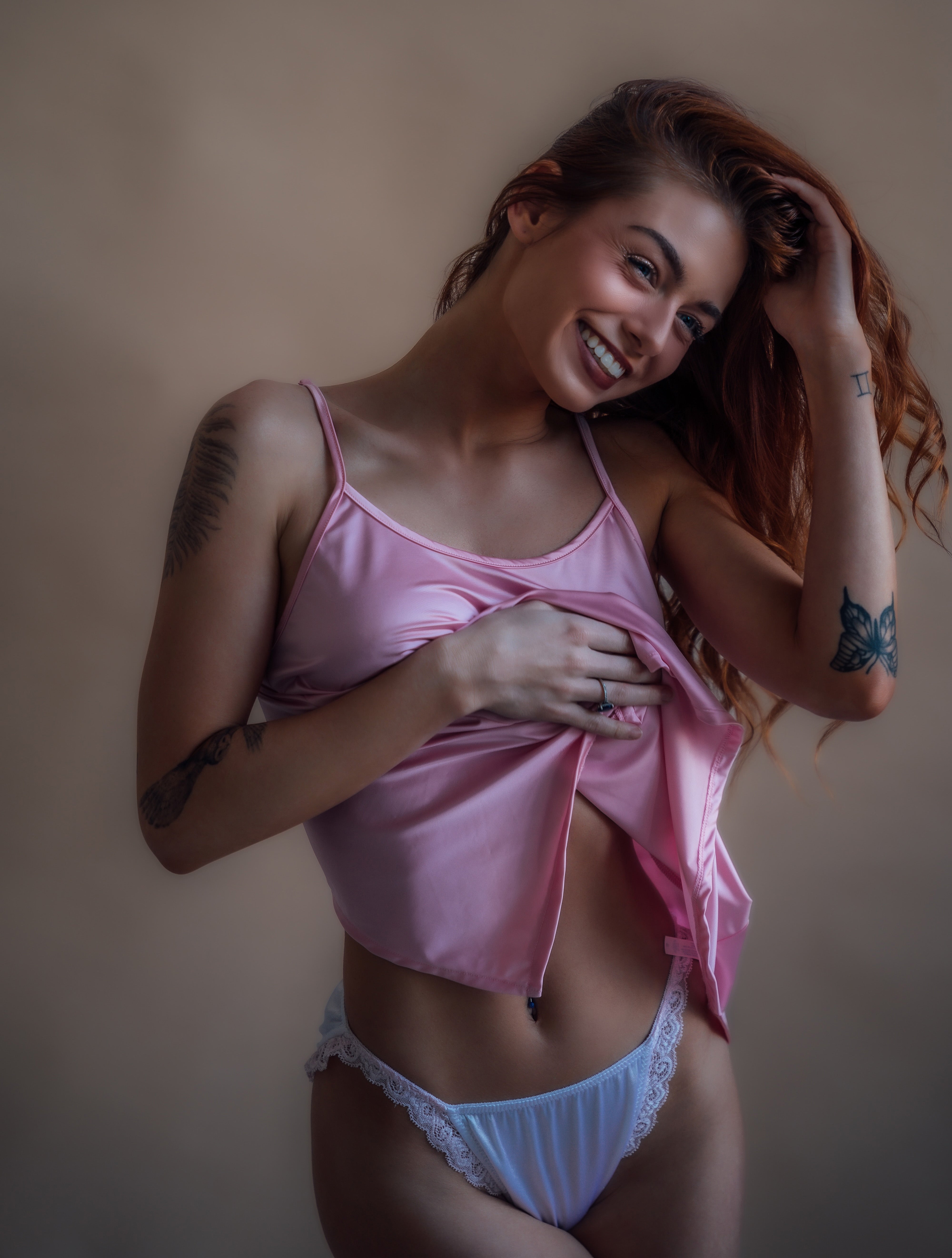 Ballerina Bikini Panties, White with Soft Pink Lace