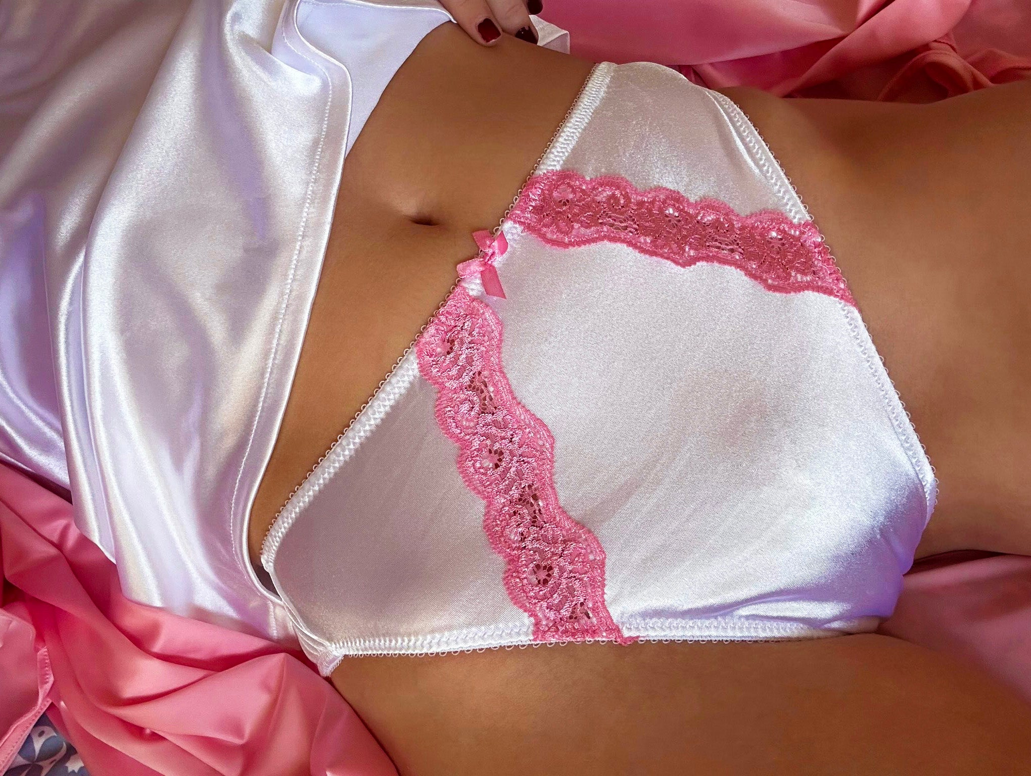Princess Juliet Panty, White with BubbleGum Pink Lace