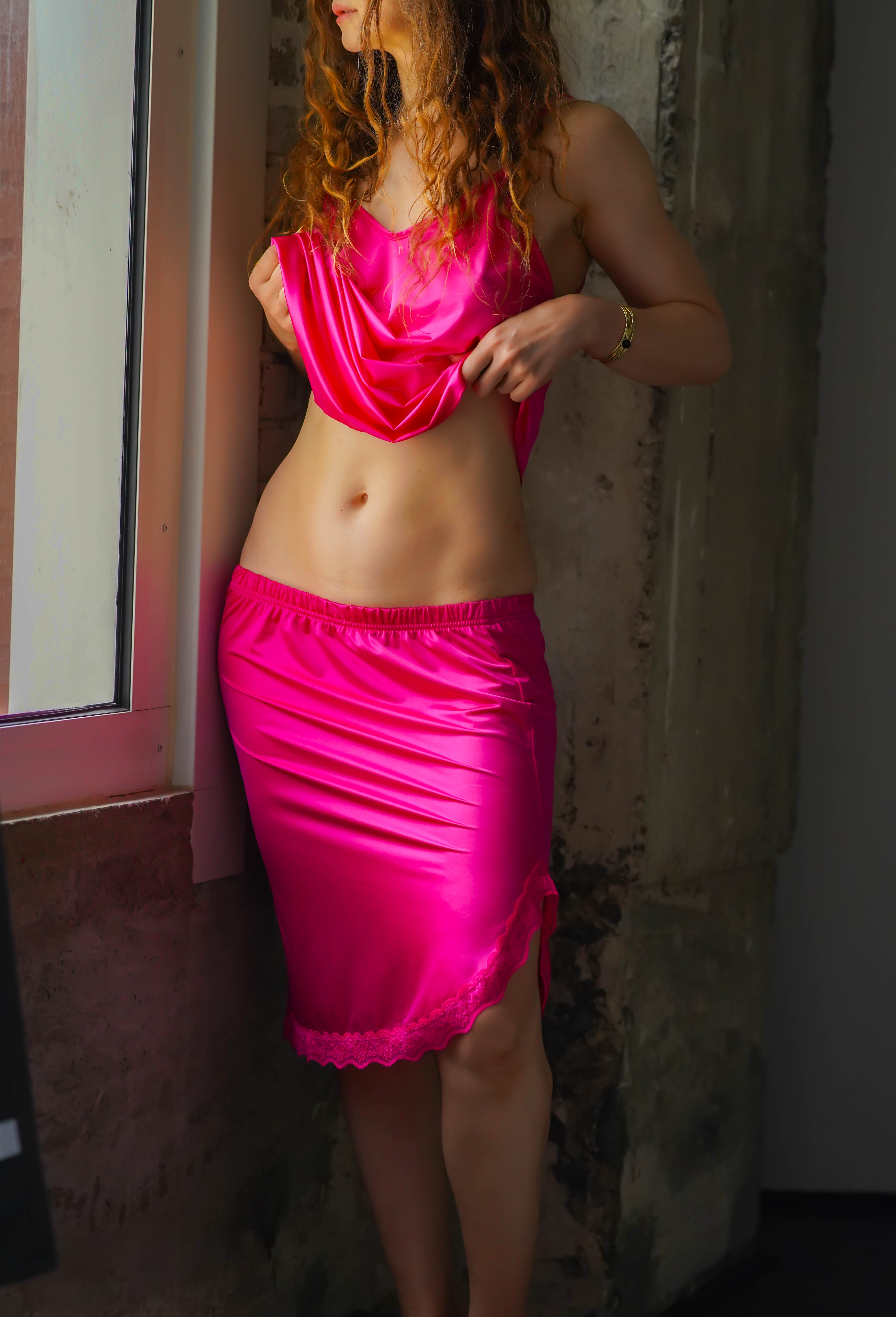 Laura half Slip, Hot Pink